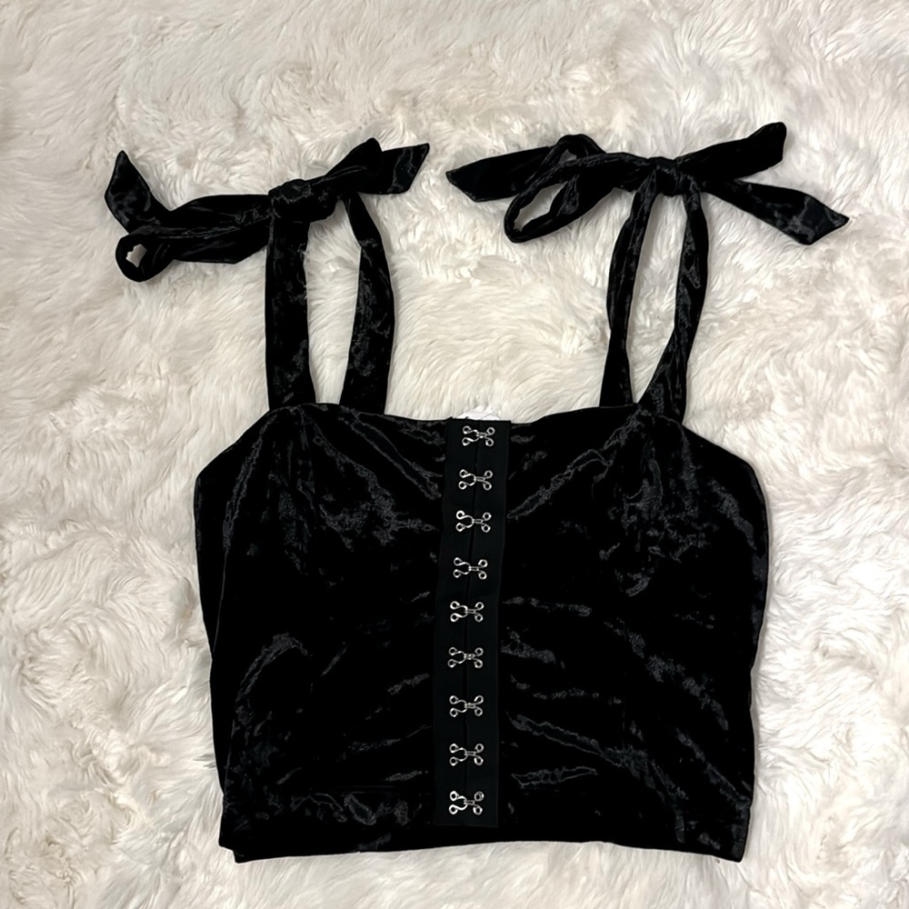Black Velvet Corset Crop Top